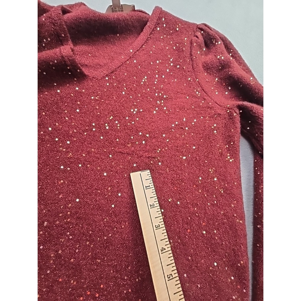 Loft Womens Pleated Sleeve Sweater Top Size: L‎ Burgundy/gold Shimmer - Picture 11 of 11